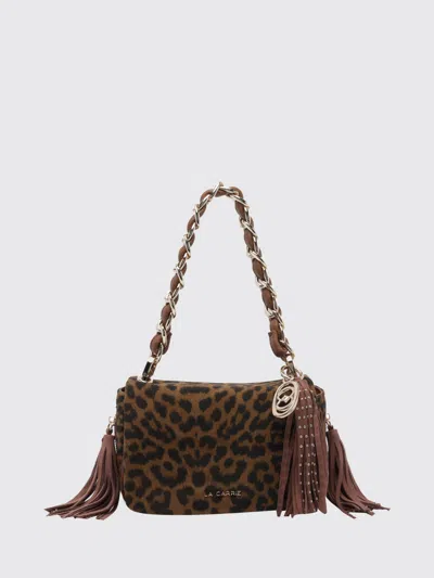 La Carrie Shoulder Bag Woman Color Brown In Animal Print