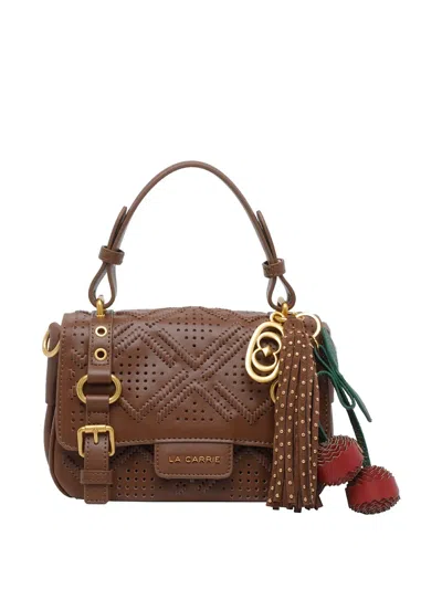 La Carrie Small Atena Labyrinth Leather Tote Bag In Brown