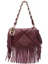 La Carrie Small Isabel Quilted Fringed Shoulder Bag In Red