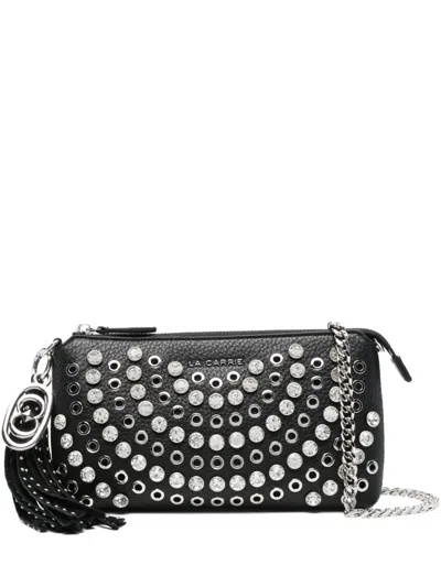 La Carrie Studded Tassel Cross Body Bag In Black
