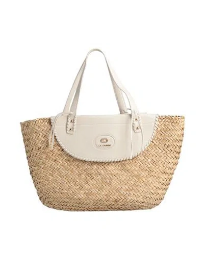 La Carrie Woman Handbag Beige Size - Natural Raffia, Textile Fibers In Sand