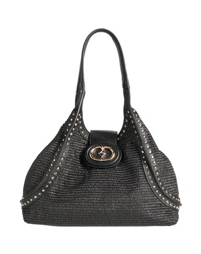 La Carrie Woman Handbag Black Size - Leather, Natural Raffia