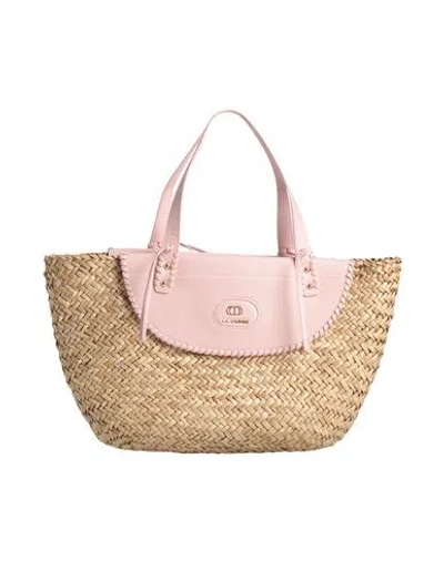 La Carrie Woman Handbag Pink Size - Natural Raffia, Textile Fibers