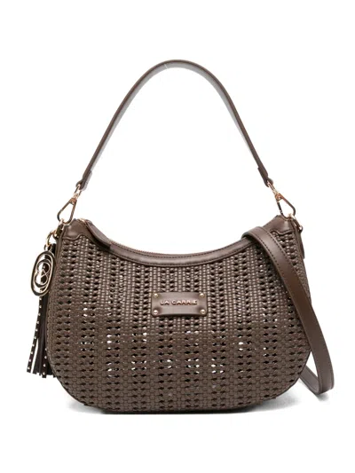 La Carrie Woven Tassel Cross Body Bag In Brown