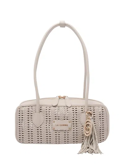La Carrie Woven Zipped Shoulder Bag In Neutral