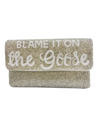 La Chic Designs Women's Blame It On The Goose Beaded Clutch In Silver