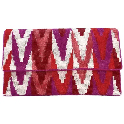 La Chic Designs Women's Obsession Chevron Beaded Clutch In Pink