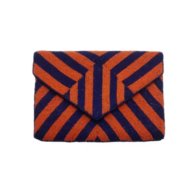 La Chic Designs Women's Take Me Out To The Ball Game Beaded Clutch In Red/navy In Multi