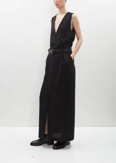 La Collection Chio Long Wool Skirt In Black