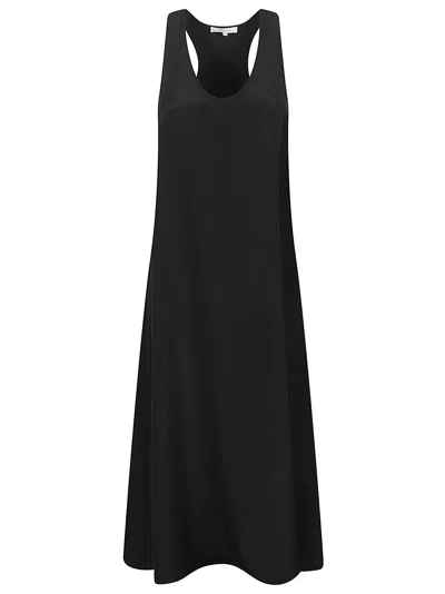 La Collection Crepe Silk Scoop Neck Dress In Black