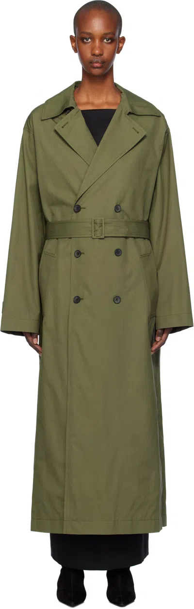La Collection Khaki Marike Trench Coat In Forest