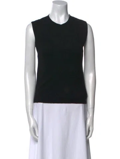 Pre-owned La Collection Merino Wool Crew Neck Sweater In Black