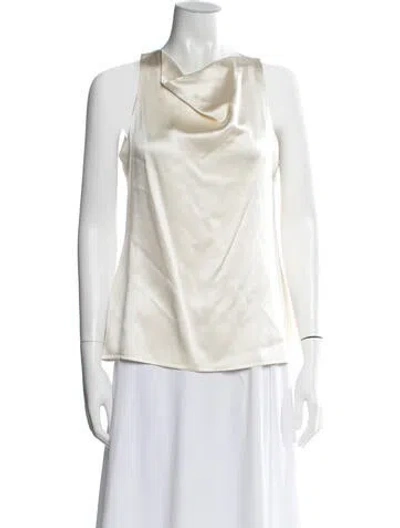 Pre-owned La Collection Silk Cowl Neck Top In Neutral