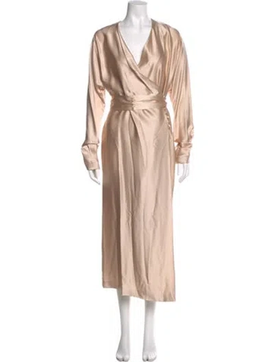 Pre-owned La Collection Silk Long Dress In Neutrals