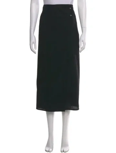 Pre-owned La Collection Virgin Wool Midi Length Skirt In Black