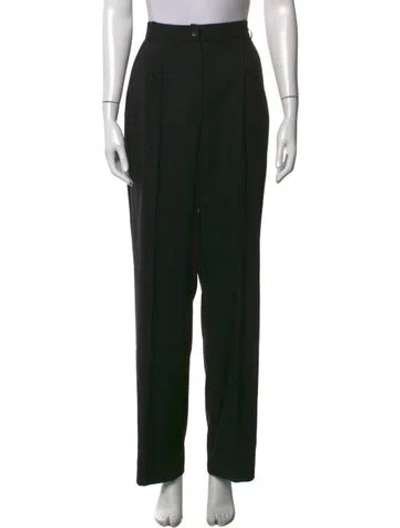 Pre-owned La Collection Virgin Wool Straight Leg Pants In Black