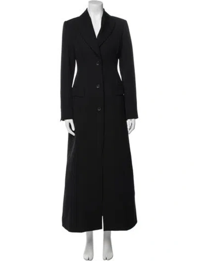 Pre-owned La Collection Virgin Wool Trench Coat W/ Tags In Black