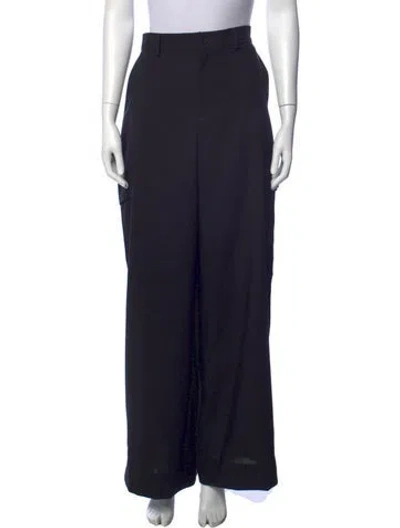 Pre-owned La Collection Virgin Wool Wide Leg Pants In Blue