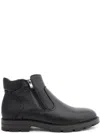 La Conte Black Leather Ankle Boots With Fur Lining In Black