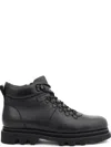 La Conte Black Leather Ankle Boots With Fur Lining In Multi