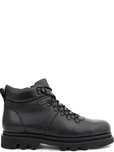 La Conte Black Leather Ankle Boots With Fur Lining In Multi
