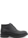 La Conte Lace-up Leather Ankle Boots With Fur Lining In Black