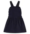 La Coqueta Alexa Ruched Cotton Corduroy Dress In Blue