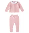 LA COQUETA BABY AMAYA WOOL CARDIGAN AND PANTS SET