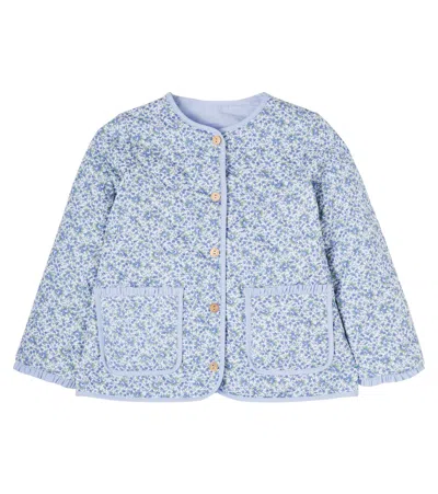 La Coqueta Kids' Anneliese Reversible Cotton And Linen Jacket In Blue