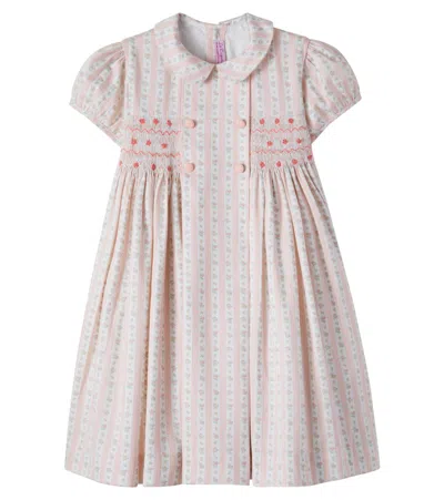 La Coqueta Kids' Arcadia Floral Smocked Cotton Dress In Pink
