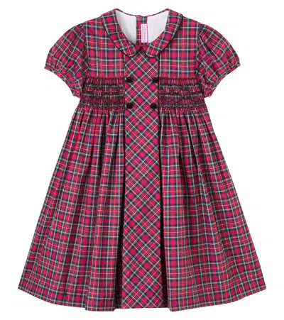 La Coqueta Kids' Arcadia Plaid Smocked Cotton Dress In Red