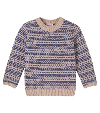 La Coqueta Kids' Austen Fair Isle Wool-blend Sweater In Blue