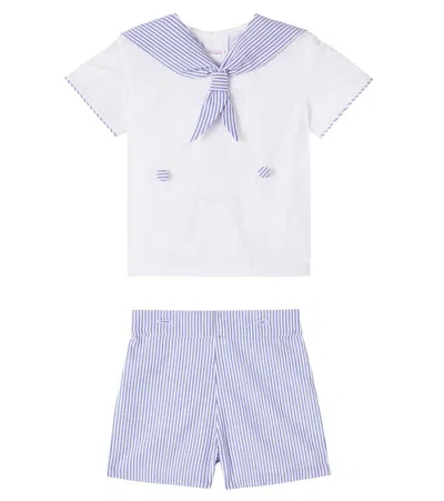 La Coqueta Baby Antonio Cotton T-shirt And Shorts Set In Blue