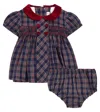 La Coqueta Baby Arcadia Checked Cotton Playsuit In Blue
