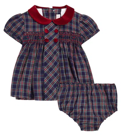 La Coqueta Baby Arcadia Checked Cotton Playsuit In Blue