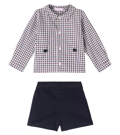 La Coqueta Baby Arlo Checked Cotton Shirt And Shorts Set In Multi