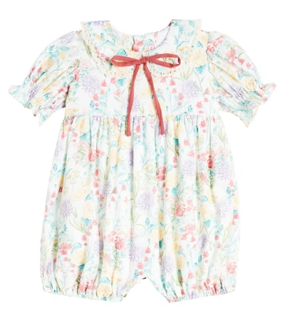 La Coqueta Baby Eloisa Printed Cotton Playsuit In Multicoloured