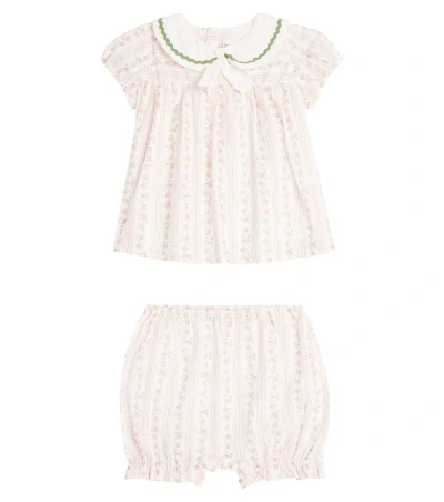 La Coqueta Baby Elsy Floral Cotton Top And Shorts Set In Pink Floral