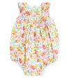 La Coqueta Baby Isadora Cotton Onesie In Orange Floral