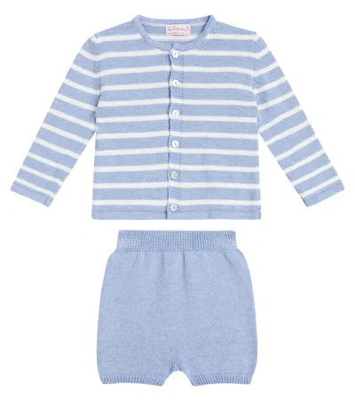La Coqueta Baby Set Laica Aus Cardigan Und Shorts In Blau