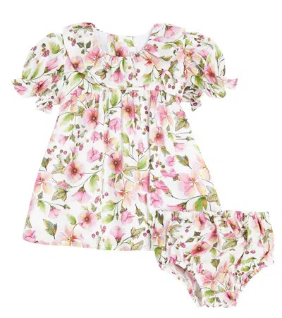 La Coqueta Baby Leana Cotton Dress And Bloomers Set In Pink