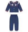 La Coqueta Baby Mavi Wool Cardigan And Pants Set In Blue
