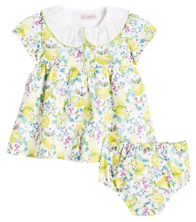 La Coqueta Baby Patricia Cotton Dress And Bloomers Set In Multicoloured