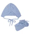 La Coqueta Baby Rixo Bonnet And Booties In Blue