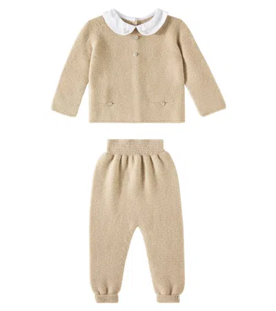 La Coqueta Babies' Fonzo羊毛毛衣与裤装套装 In Beige