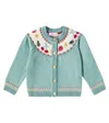 La Coqueta Baby Verano Intarsia Cotton Cardigan In Sage Green