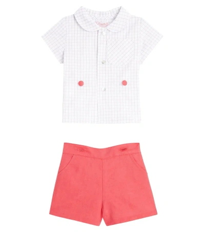 La Coqueta Baby Victor Shirt And Shorts Set In Red Check