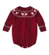 La Coqueta Baby Wool Onesie In Burgundy