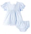 La Coqueta Baby Zoe Striped Dress And Bloomers Set In Blue Stripe