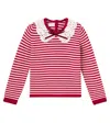 La Coqueta Blanca Striped Wool Sweater In Burgundy